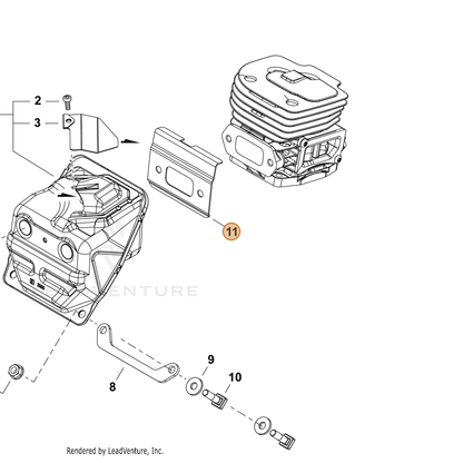 Echo part V104002620 — IPL diagram snippet (6x zoom, amber highlight)