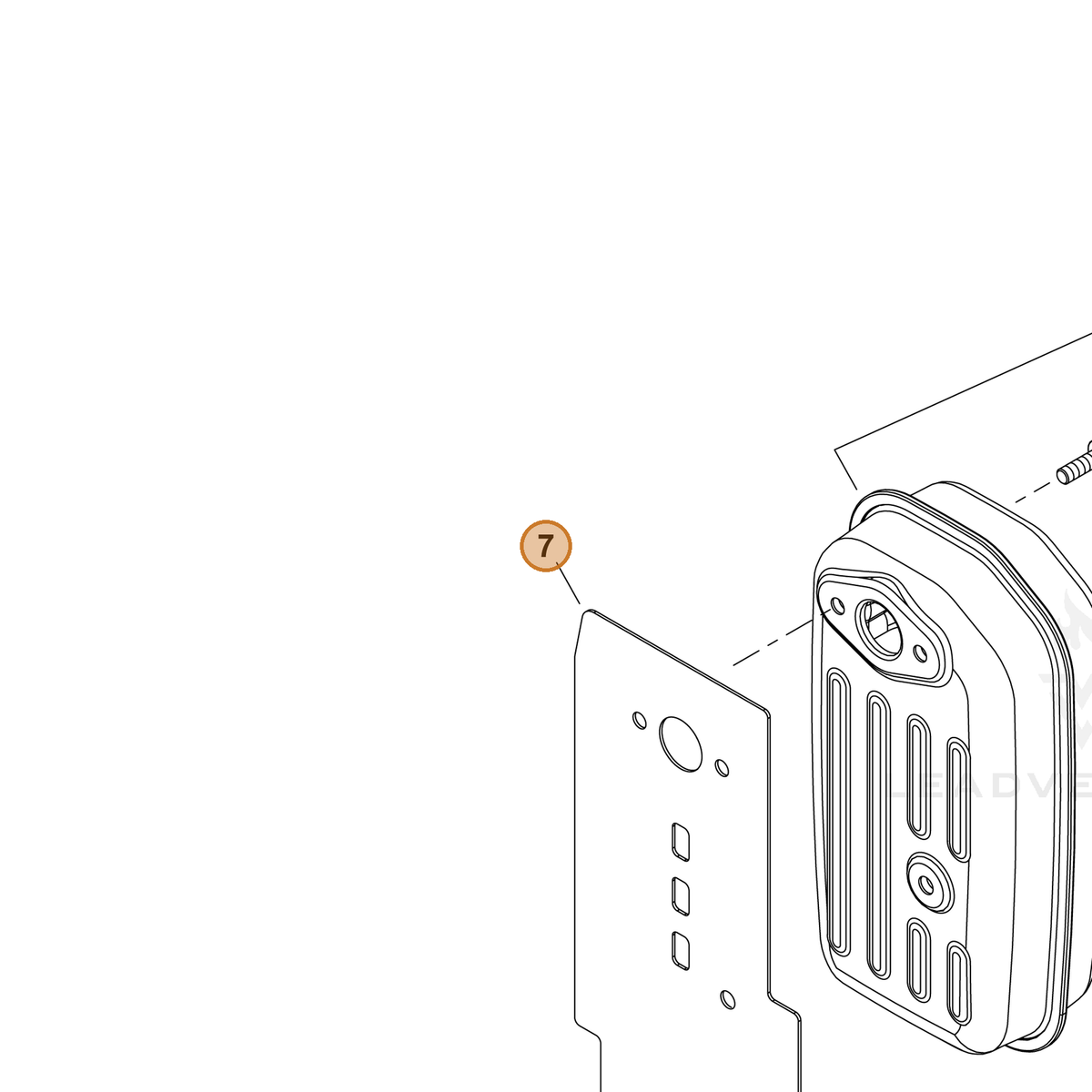 ECHO part V104002640 — IPL diagram snippet (6x zoom, amber highlight)