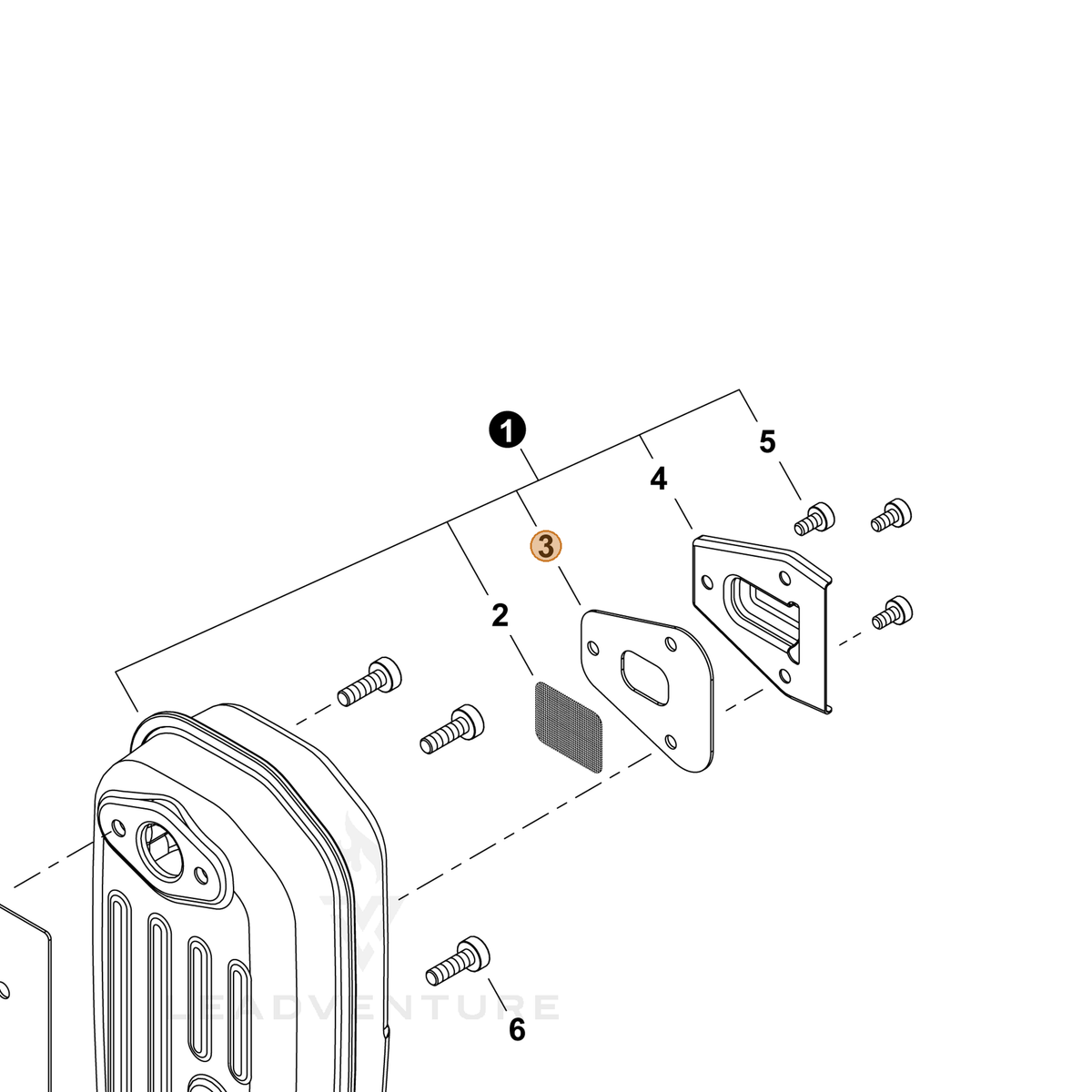 ECHO part V104002650 — IPL diagram snippet (6x zoom, amber highlight)