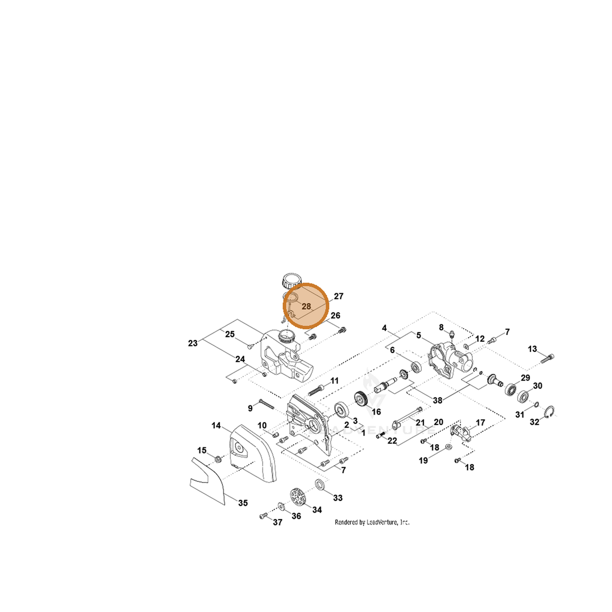 Echo part V106000240 — IPL diagram snippet (6x zoom, amber highlight)