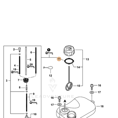 ECHO part V107000150 — IPL diagram snippet (6x zoom, amber highlight)