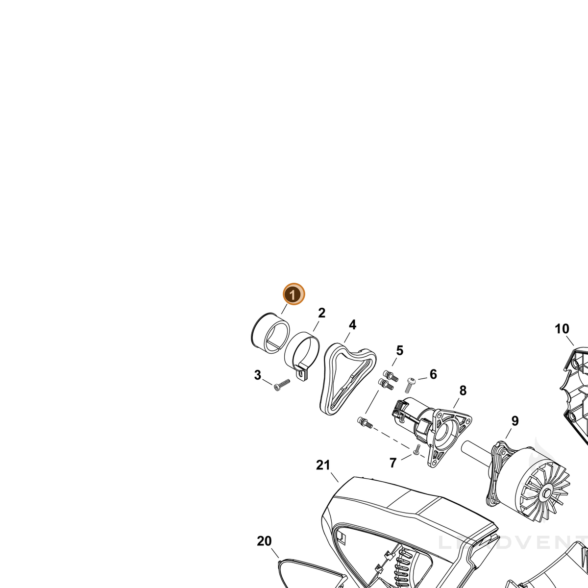 ECHO part V109000460 — IPL diagram snippet (6x zoom, amber highlight)