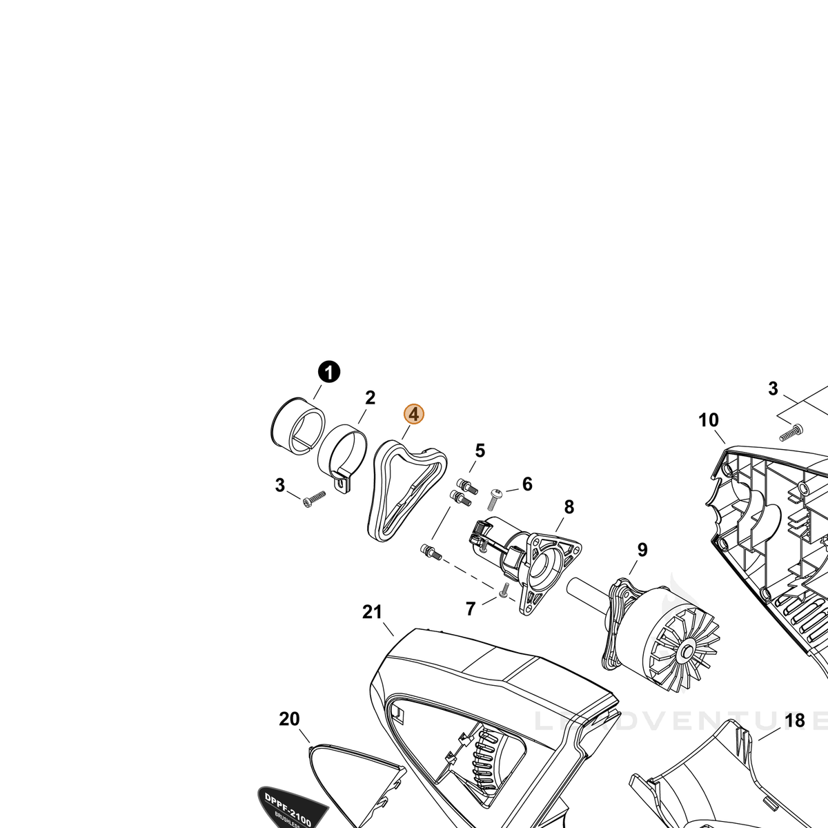 Echo part V109000470 — IPL diagram snippet (6x zoom, amber highlight)