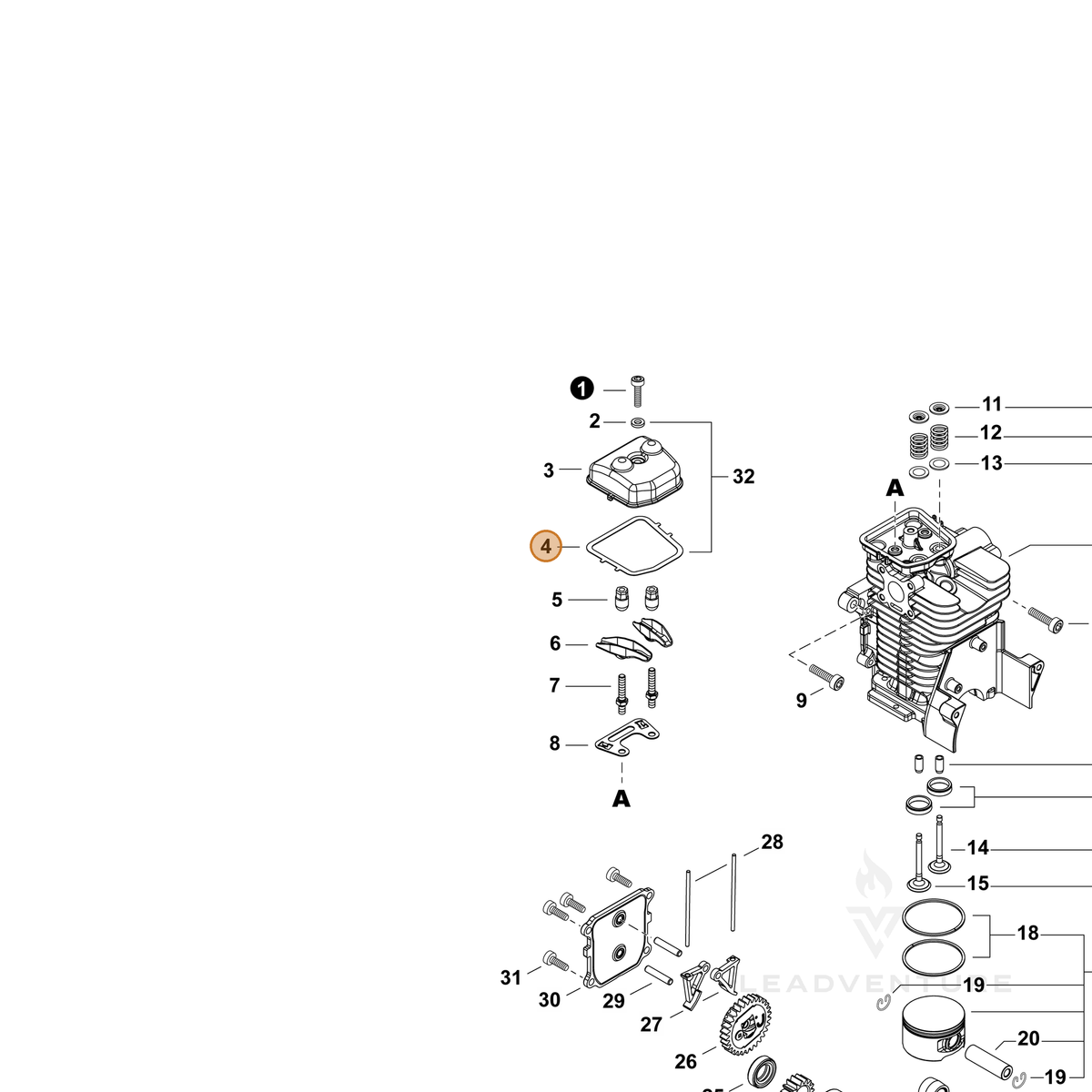 ECHO part V109000480 — IPL diagram snippet (6x zoom, amber highlight)