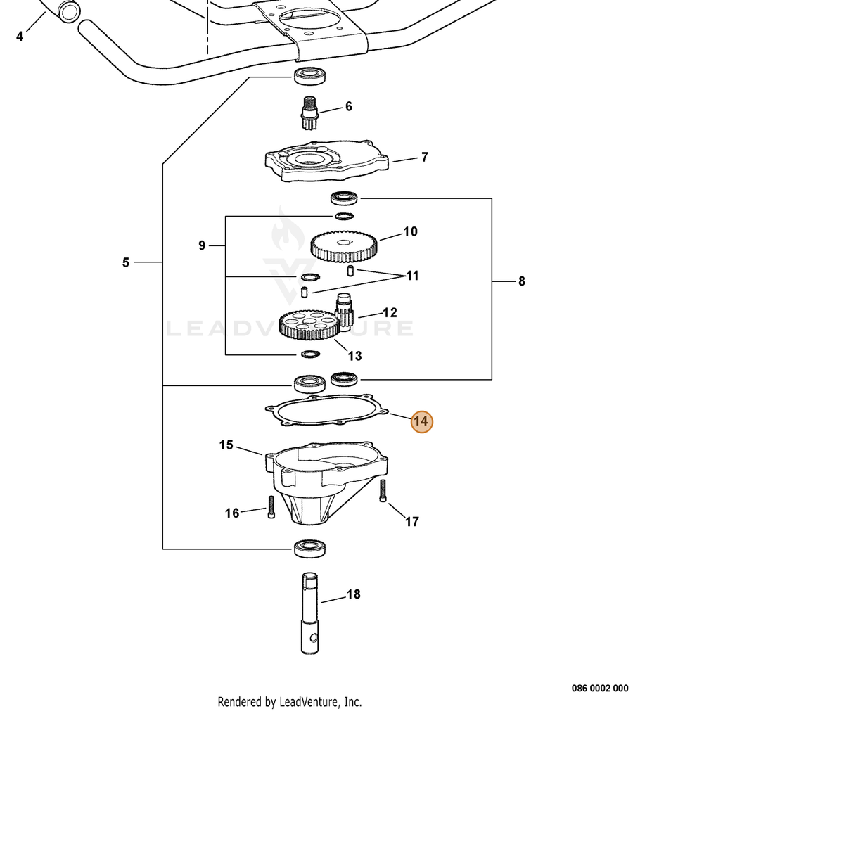 ECHO part V110000020 — IPL diagram snippet (6x zoom, amber highlight)