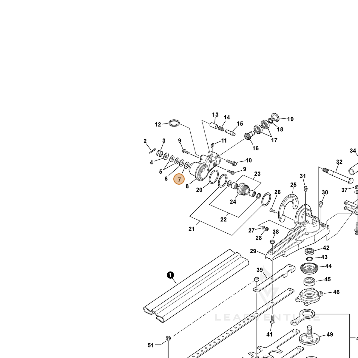 ECHO part V110000040 — IPL diagram snippet (6x zoom, amber highlight)