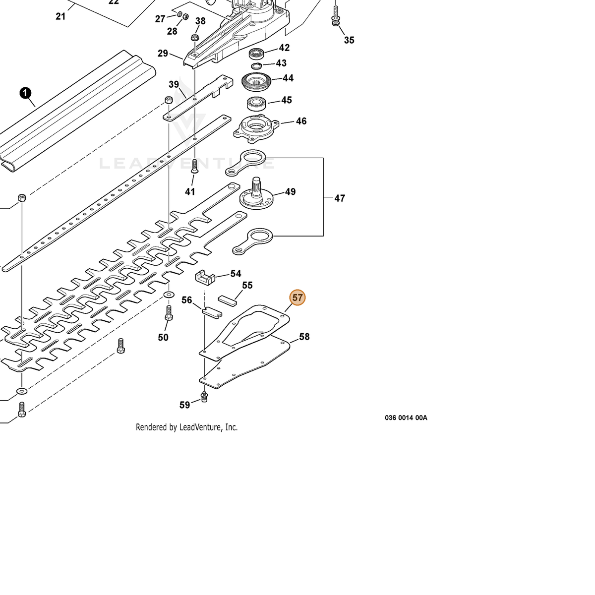 ECHO part V110000051 — IPL diagram snippet (6x zoom, amber highlight)