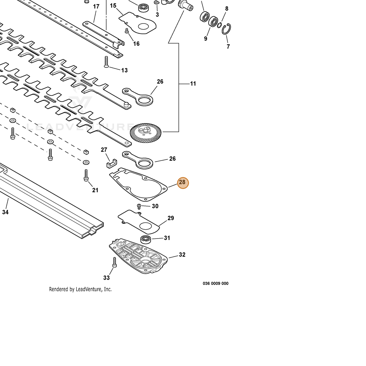 ECHO part V110000070 — IPL diagram snippet (6x zoom, amber highlight)
