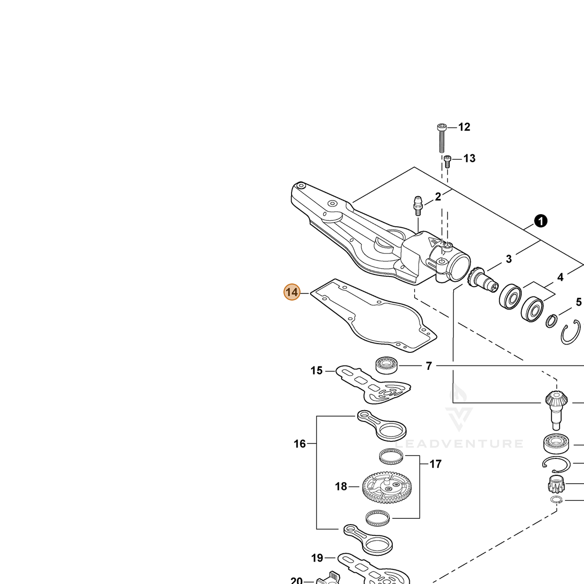 ECHO part V110000200 — IPL diagram snippet (6x zoom, amber highlight)