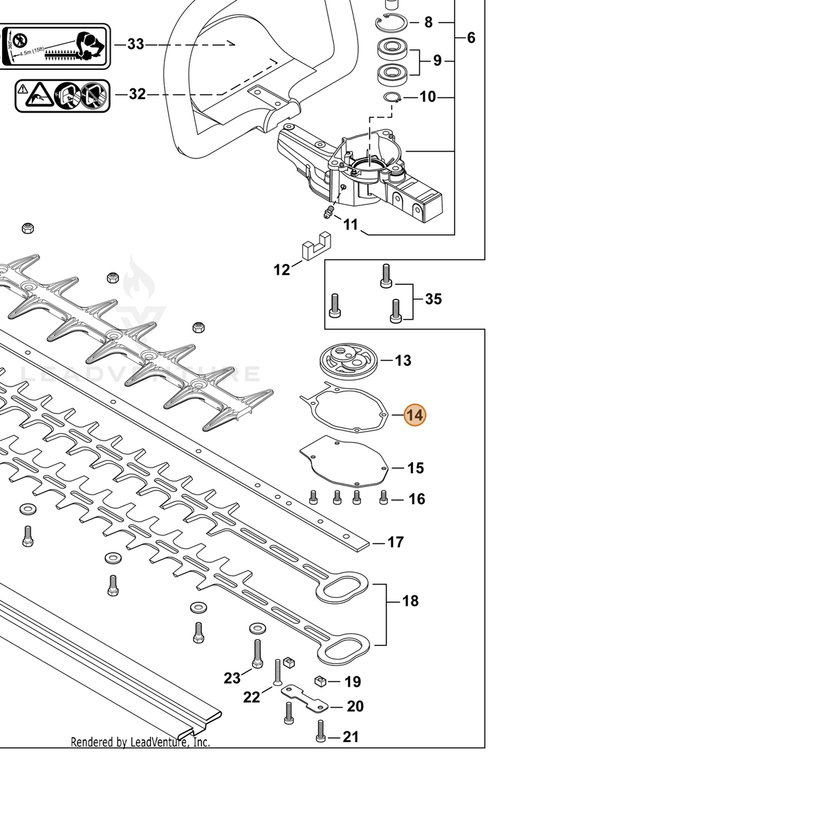 ECHO part V110000230 — IPL diagram snippet (6x zoom, amber highlight)