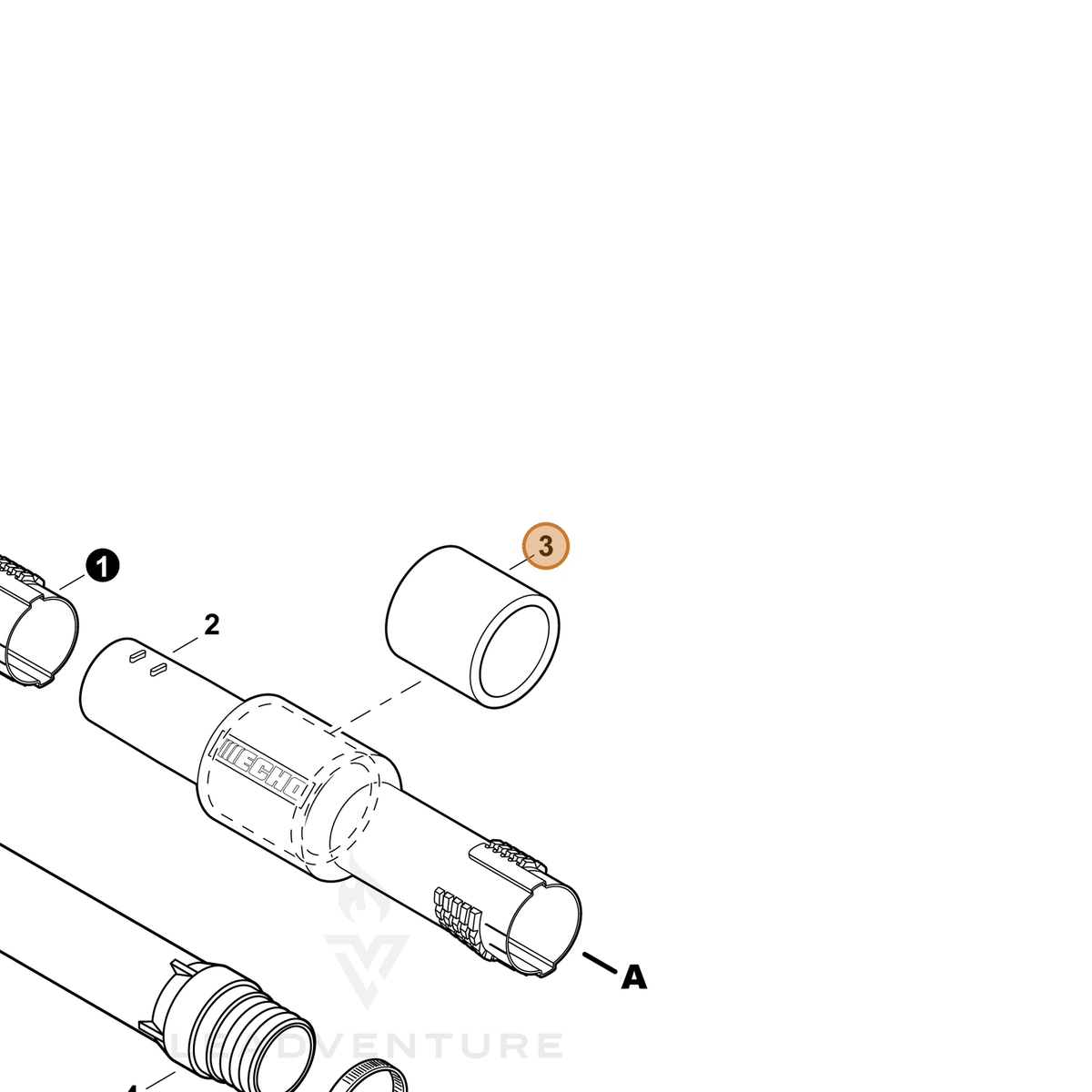 ECHO part V129000160 — IPL diagram snippet (6x zoom, amber highlight)