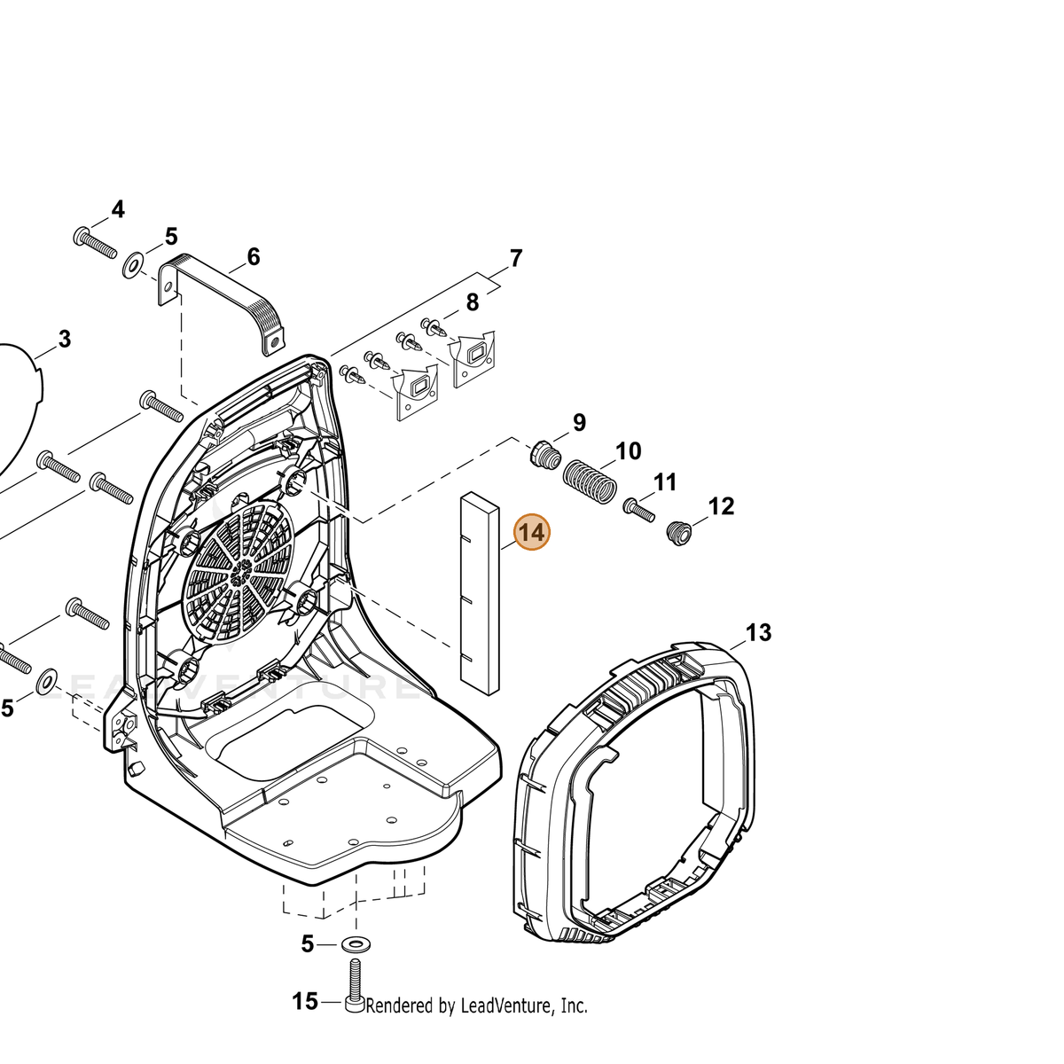 ECHO part V129000170 — IPL diagram snippet (6x zoom, amber highlight)