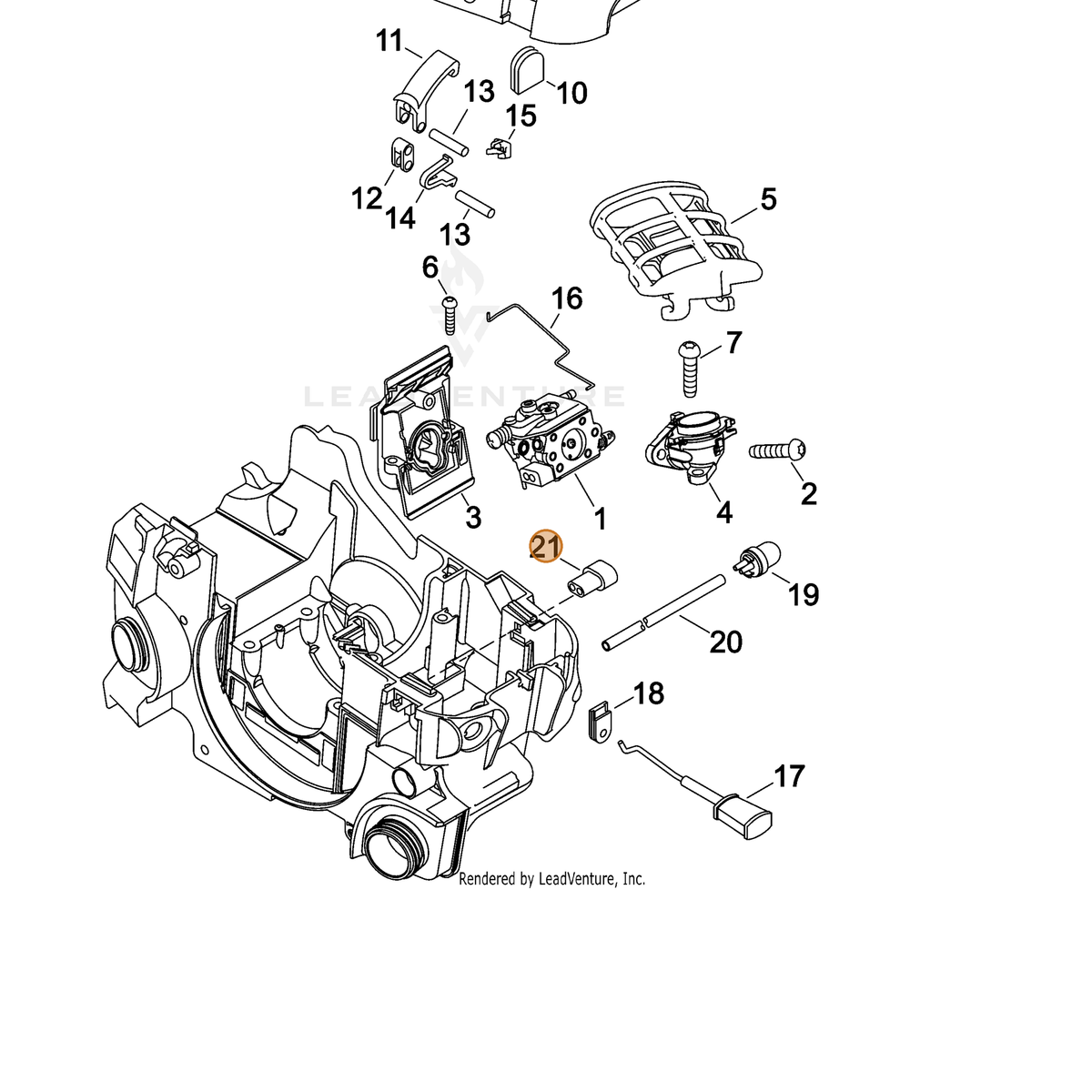 ECHO part V131000210 — IPL diagram snippet (6x zoom, amber highlight)