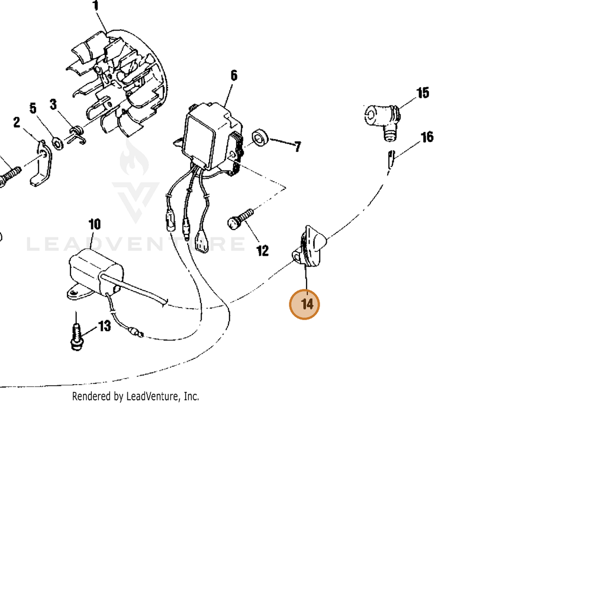 Echo part V135000110 — IPL diagram snippet (6x zoom, amber highlight)