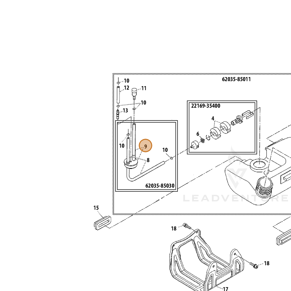 Echo part V137000091 — IPL diagram snippet (6x zoom, amber highlight)