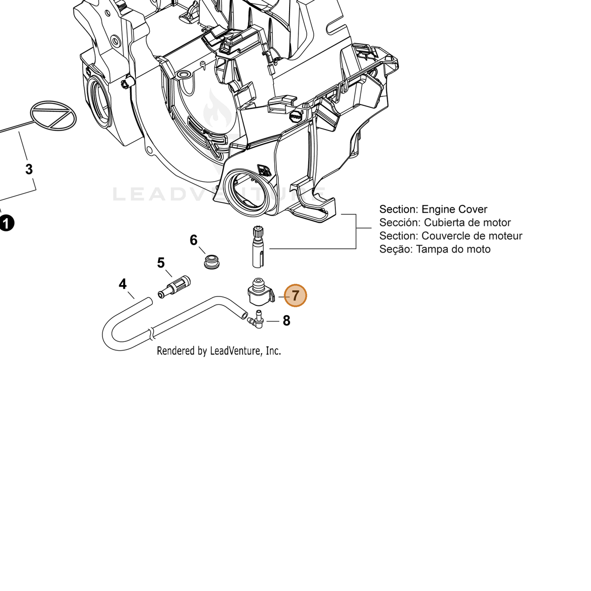 ECHO part V138000030 — IPL diagram snippet (6x zoom, amber highlight)