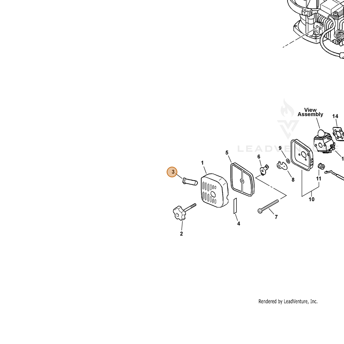 ECHO part V141000010 — IPL diagram snippet (6x zoom, amber highlight)