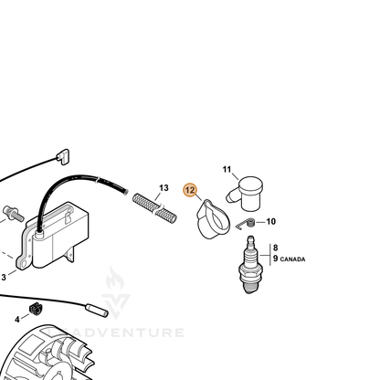 ECHO part V141000020 — IPL diagram snippet (6x zoom, amber highlight)