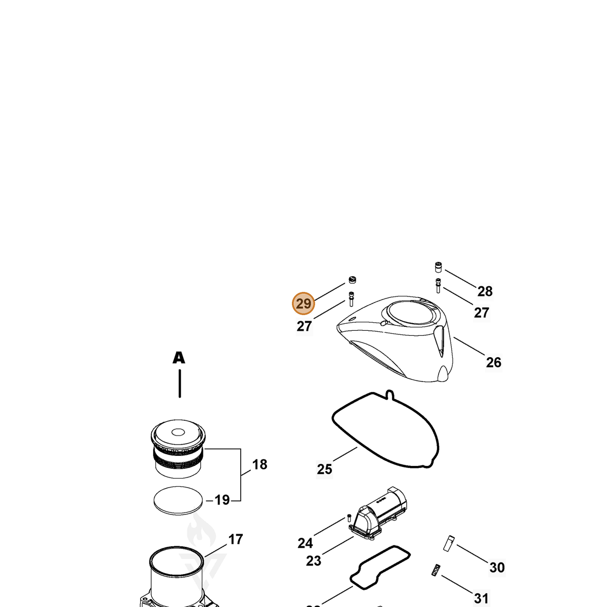 ECHO part V141000160 — IPL diagram snippet (6x zoom, amber highlight)