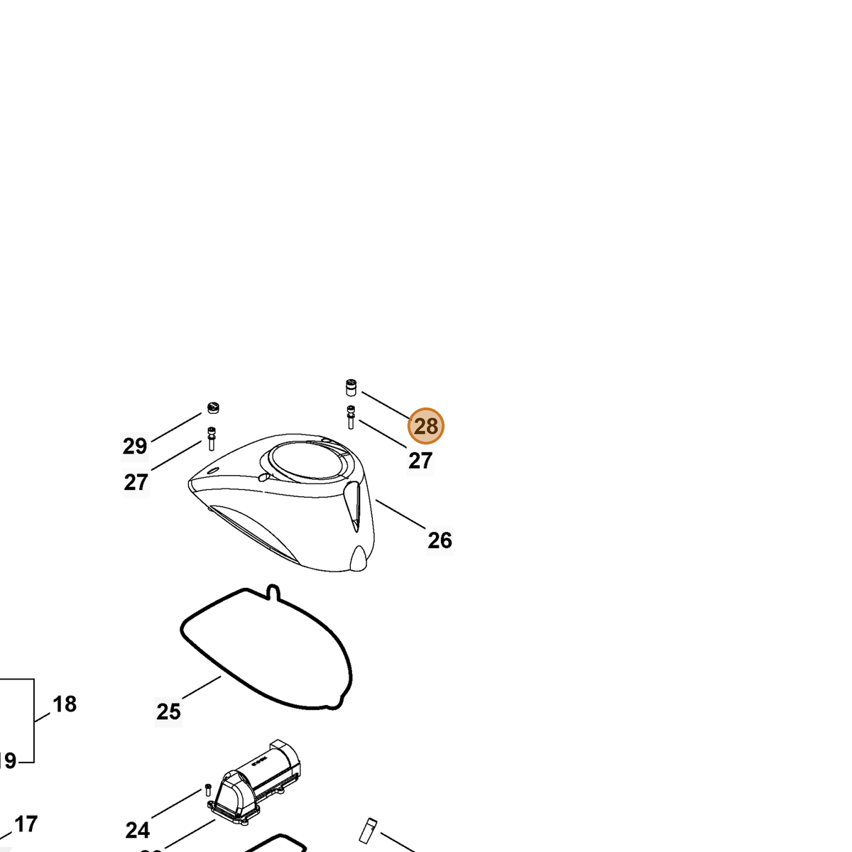 ECHO part V141000170 — IPL diagram snippet (6x zoom, amber highlight)