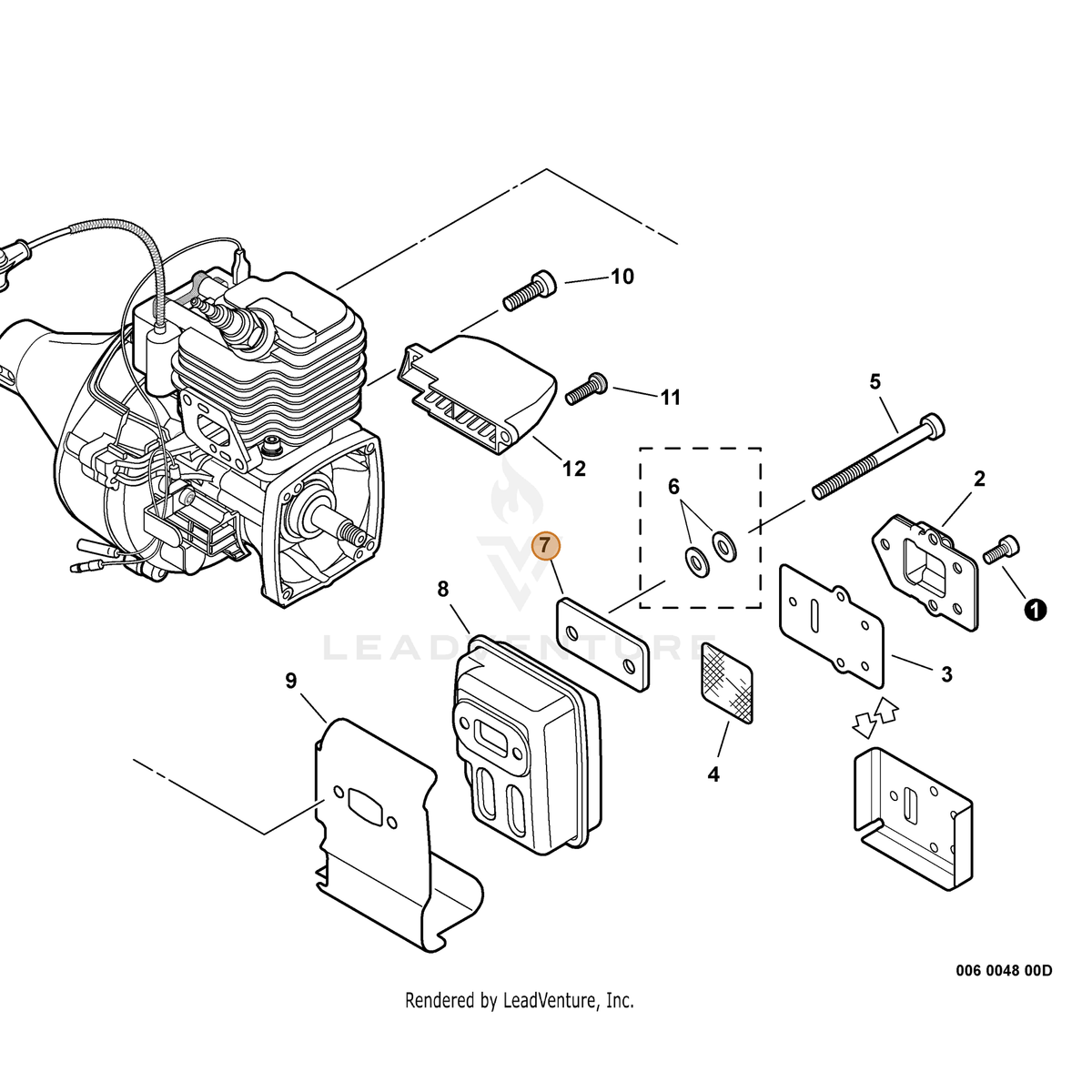 ECHO part V150000371 — IPL diagram snippet (6x zoom, amber highlight)