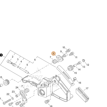 ECHO part V150000750 — IPL diagram snippet (6x zoom, amber highlight)