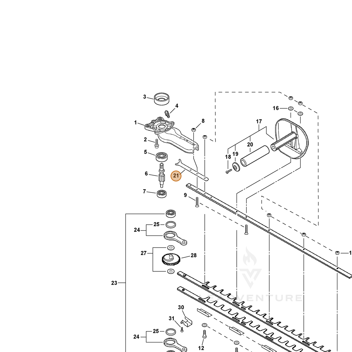 ECHO part V150001240 — IPL diagram snippet (6x zoom, amber highlight)
