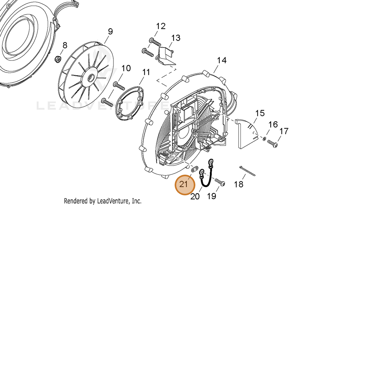 ECHO part V150001350 — IPL diagram snippet (6x zoom, amber highlight)
