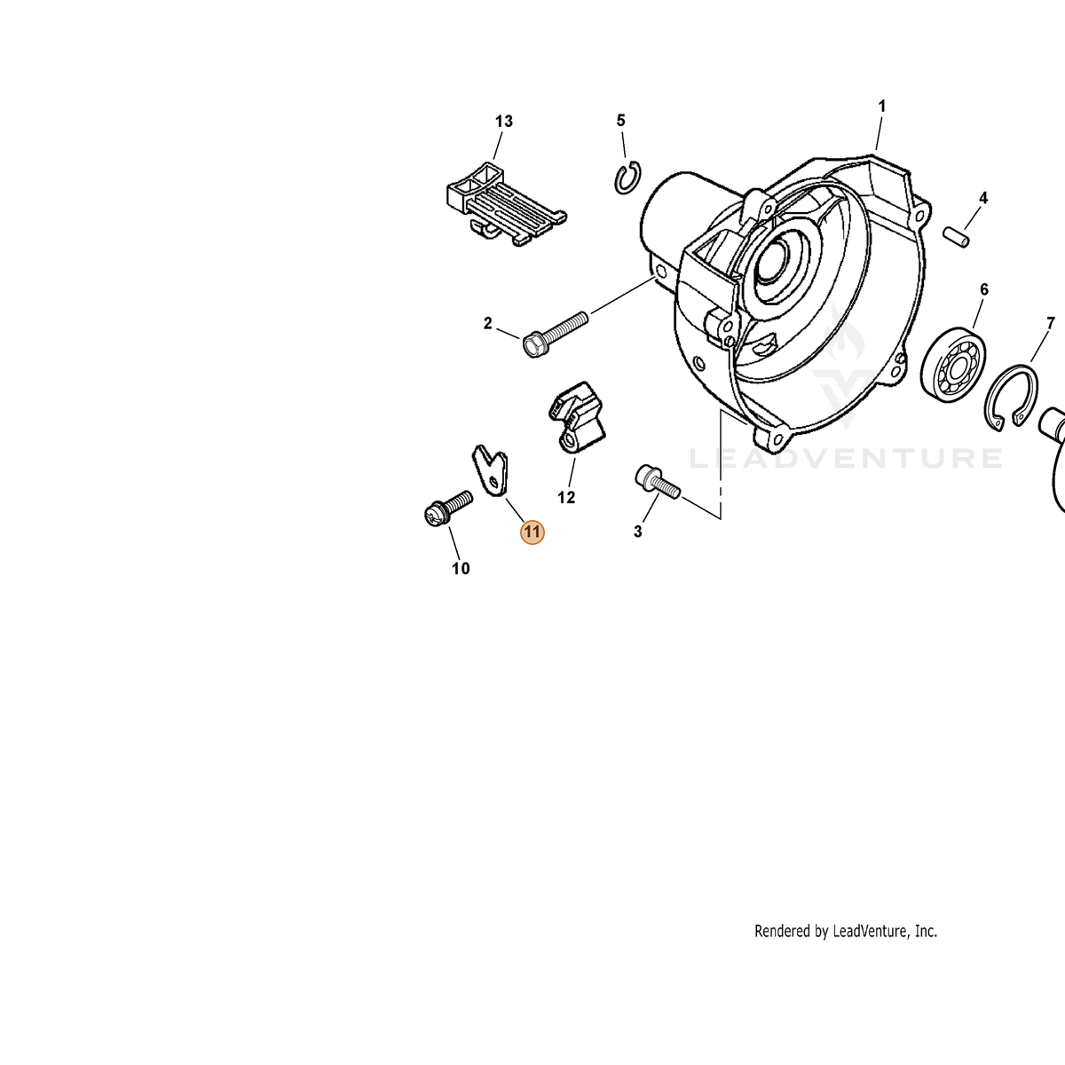 ECHO part V150001540 — IPL diagram snippet (6x zoom, amber highlight)