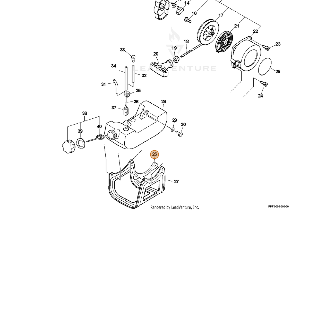 ECHO part V150001640 — IPL diagram snippet (6x zoom, amber highlight)