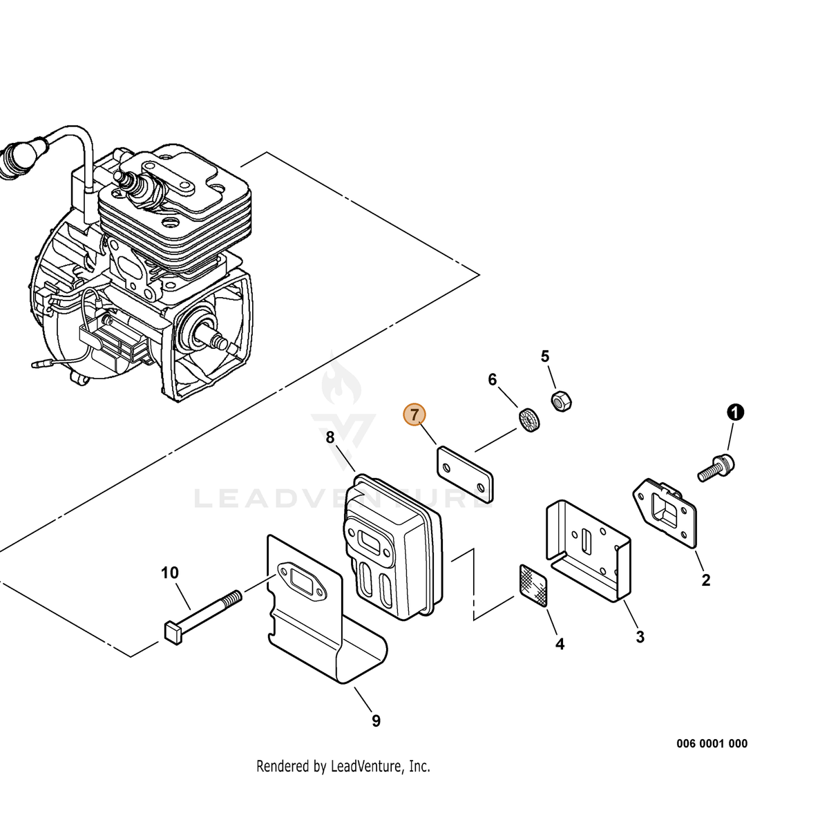 ECHO part V150001760 — IPL diagram snippet (6x zoom, amber highlight)