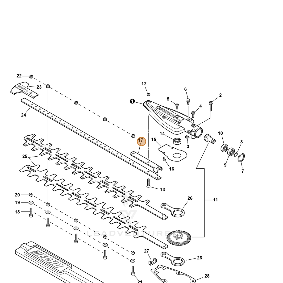 ECHO part V150001860 — IPL diagram snippet (6x zoom, amber highlight)