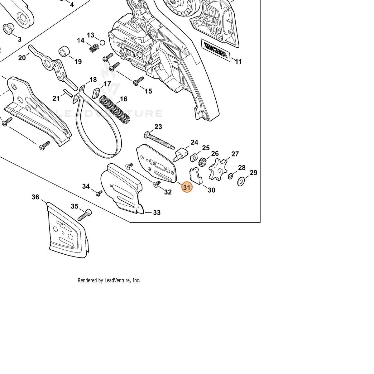 ECHO part V150003241 — IPL diagram snippet (6x zoom, amber highlight)