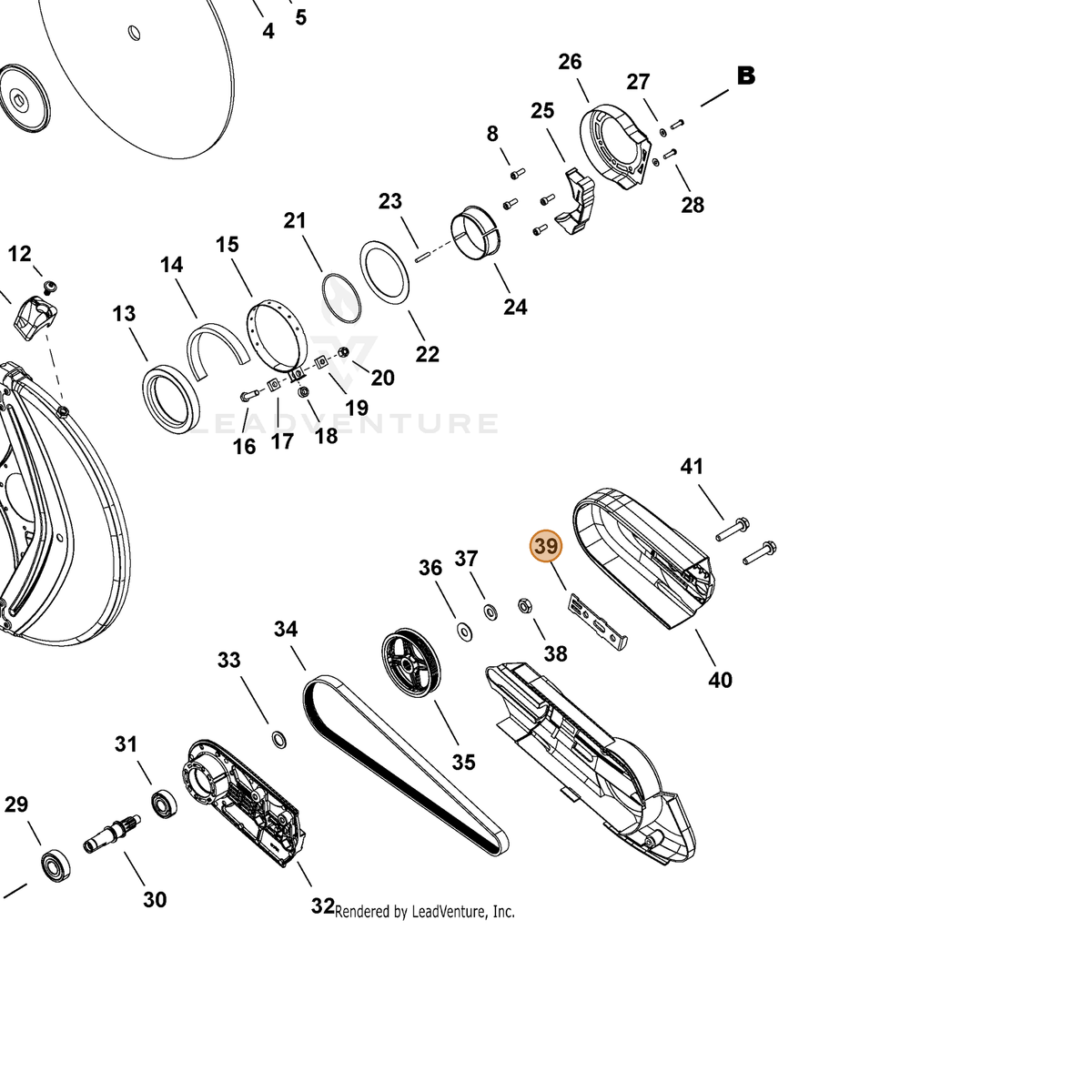 ECHO part V150004052 — IPL diagram snippet (6x zoom, amber highlight)