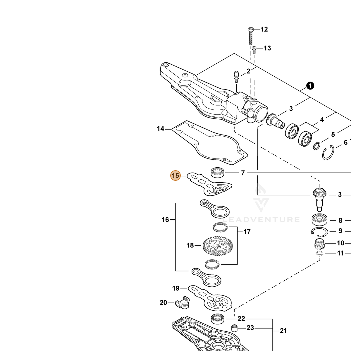 ECHO part V150004320 — IPL diagram snippet (6x zoom, amber highlight)
