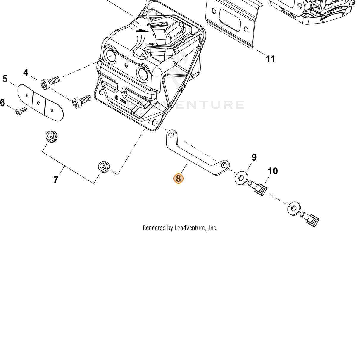 ECHO part V150004750 — IPL diagram snippet (6x zoom, amber highlight)