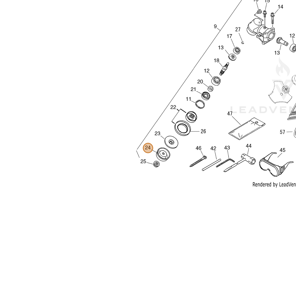 ECHO part V151000040 — IPL diagram snippet (6x zoom, amber highlight)