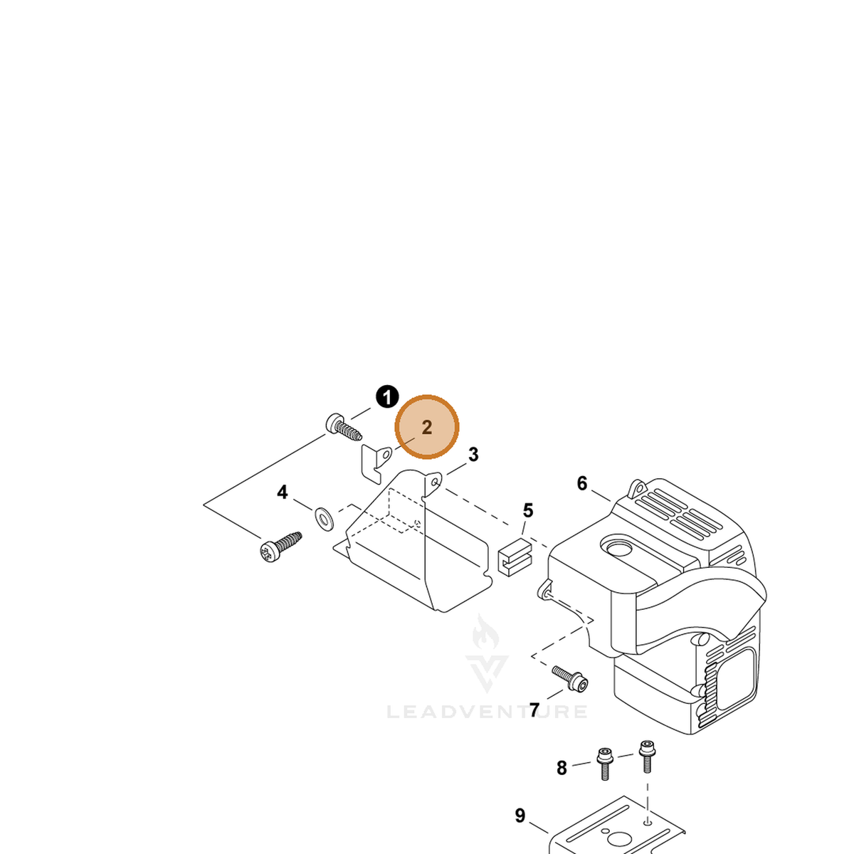 ECHO part V152000770 — IPL diagram snippet (6x zoom, amber highlight)
