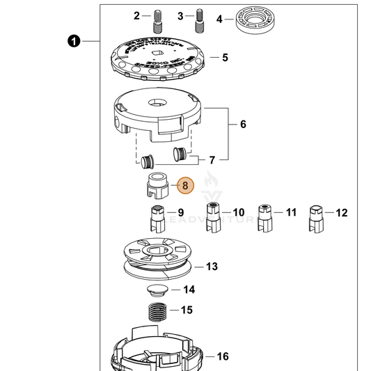 ECHO part V160000270 — IPL diagram snippet (6x zoom, amber highlight)