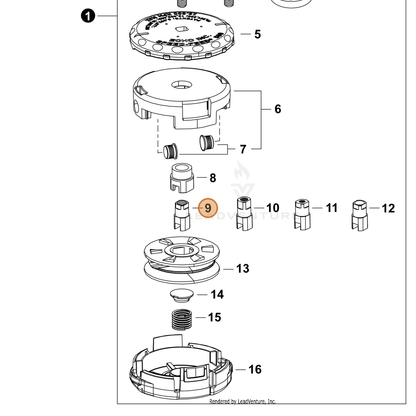 ECHO part V160000300 — IPL diagram snippet (6x zoom, amber highlight)