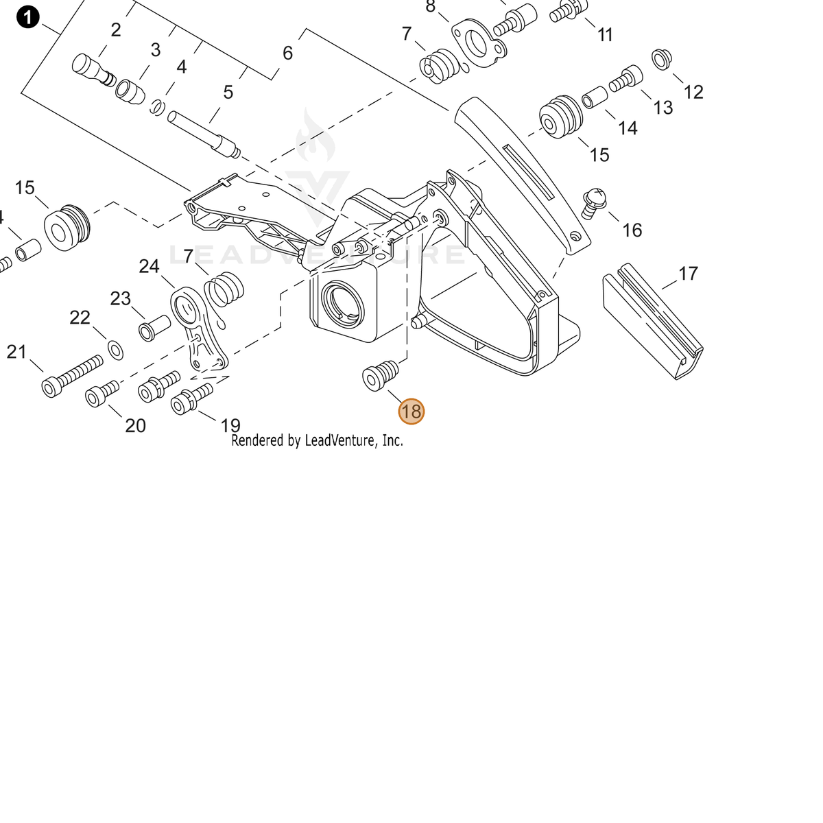 ECHO part V162000040 — IPL diagram snippet (6x zoom, amber highlight)