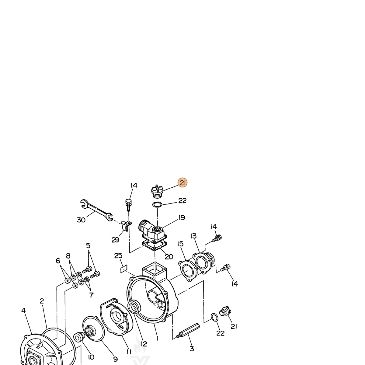 ECHO part V162000260 — IPL diagram snippet (6x zoom, amber highlight)