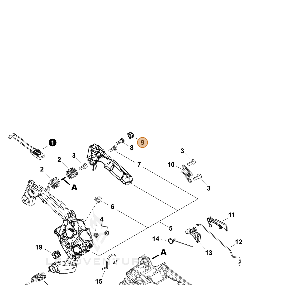 ECHO part V162000760 — IPL diagram snippet (6x zoom, amber highlight)