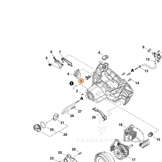 Echo part V162001040 — IPL diagram snippet (6x zoom, amber highlight)