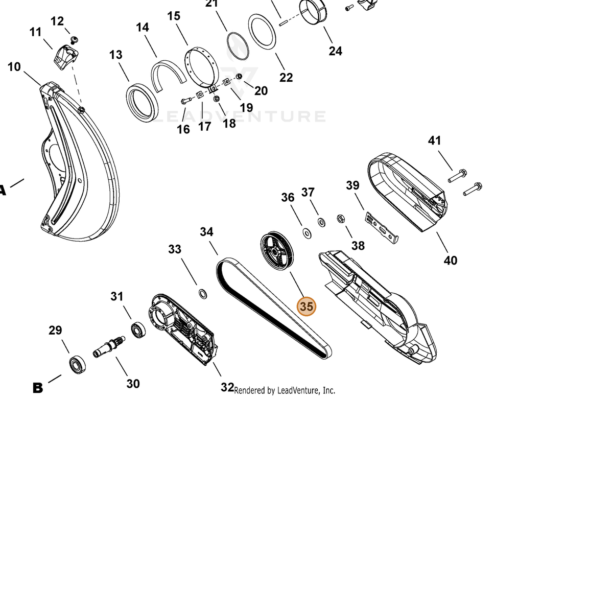 ECHO part V176000281 — IPL diagram snippet (6x zoom, amber highlight)
