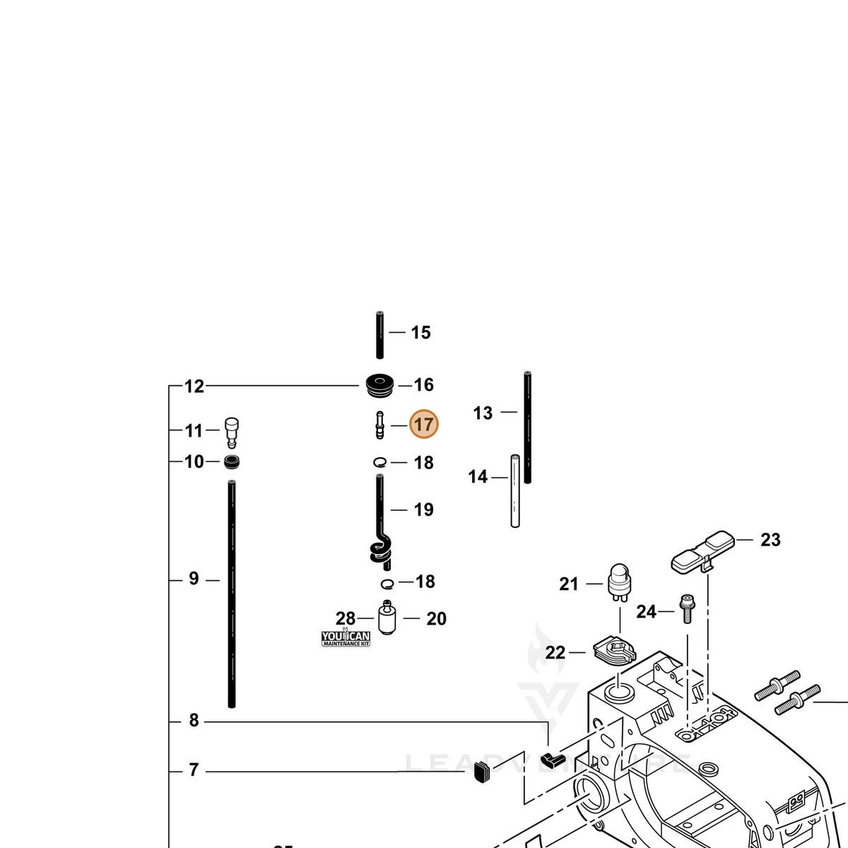 ECHO part V186000520 — IPL diagram snippet (6x zoom, amber highlight)