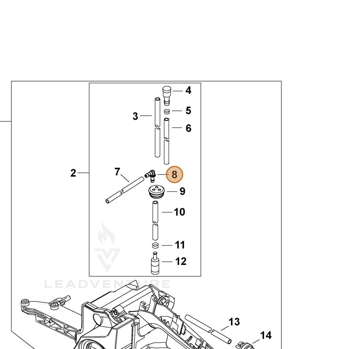 ECHO part V186000530 — IPL diagram snippet (6x zoom, amber highlight)