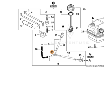 Echo part V186001080 — IPL diagram snippet (6x zoom, amber highlight)