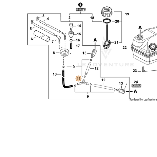 Echo part V186001080 — IPL diagram snippet (6x zoom, amber highlight)