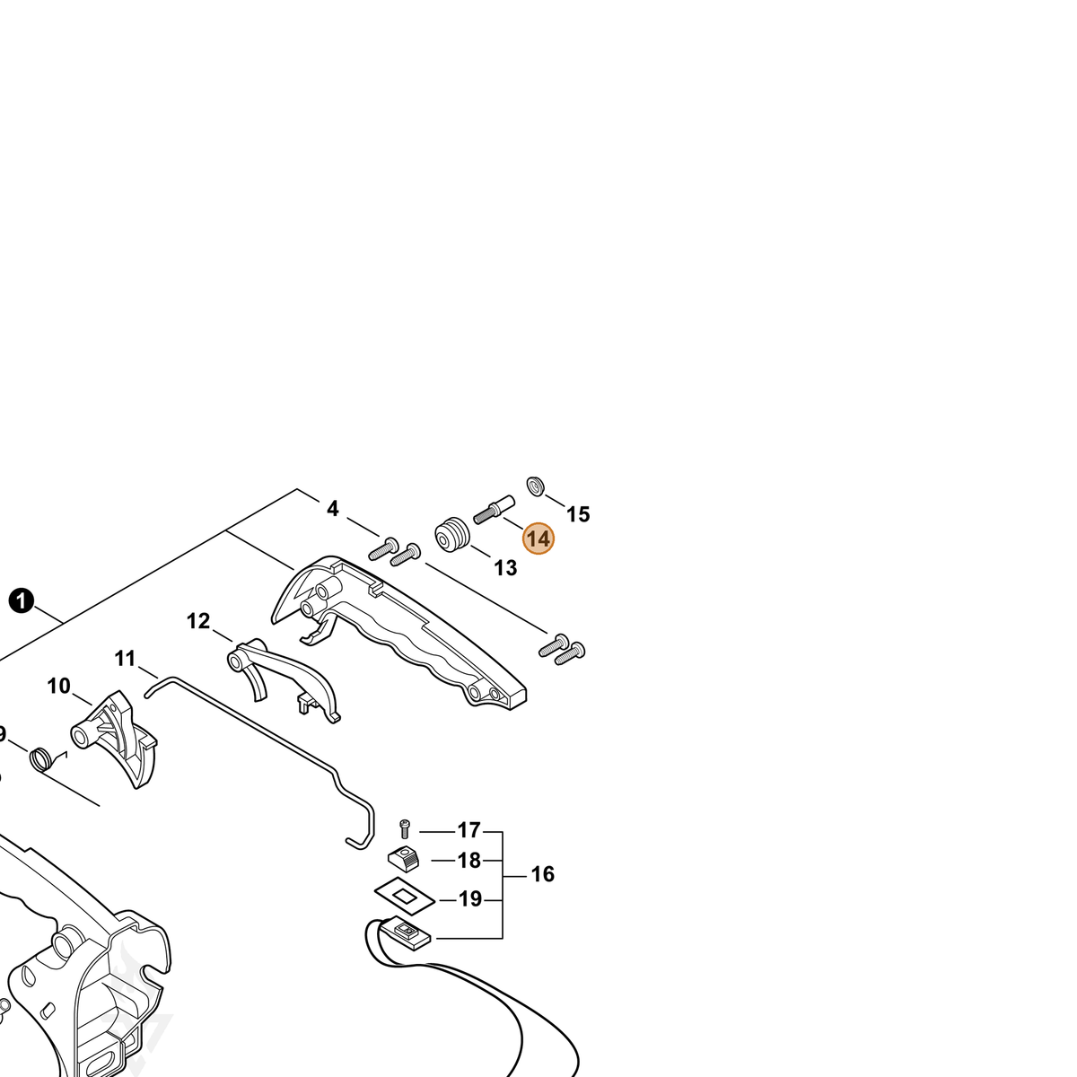 ECHO part V202000020 — IPL diagram snippet (6x zoom, amber highlight)